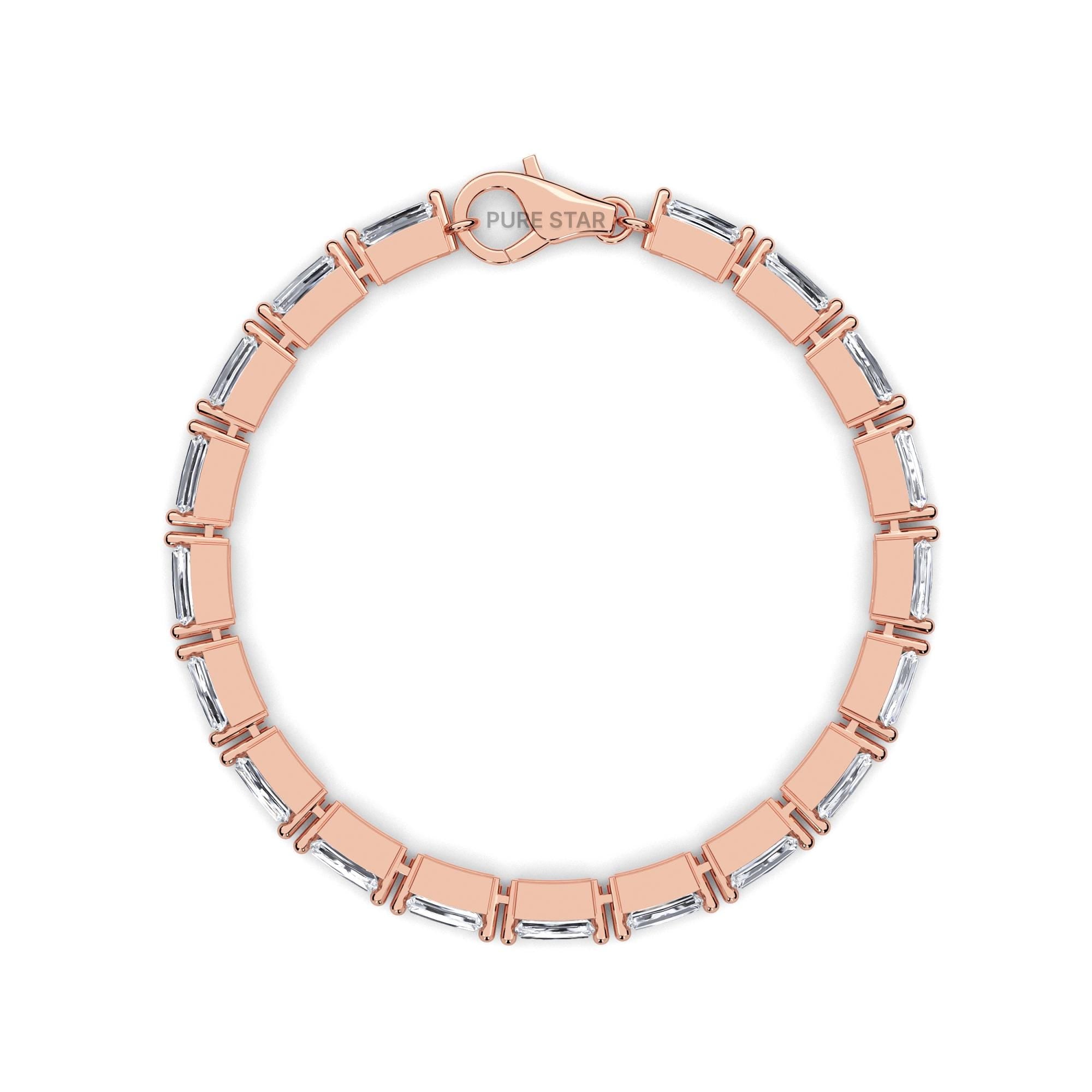 14k Gold Baguette Lab Grown Diamond Tennis Bracelet, Ethical Fine Jewelry for Her, Dainty Luxury Jewelry, Anniversary Gift