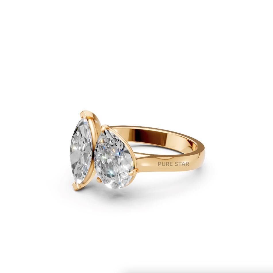 IGI Certified Toi et Moi 2CT Pear Lab Grown Diamond  1.50CT Marquise Cut Lab Grown Diamond Engagement Ring Solid Gold DE Color Diamond Ring