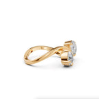 Toi et Moi Lab Grown Diamond Engagement Ring, 14k Solid Yellow Gold Two Stone Pear & Round Lab Diamond Ring, Double Stone Anniversary Ring