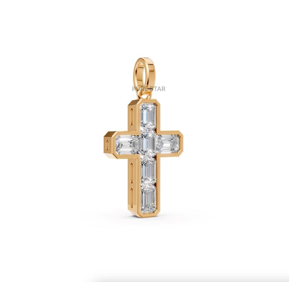 Emerald Pendant, 1.50 Ct Emerald Cut Lab Grown Diamond Pendant, IGI Certificate 14K Yellow Gold Emerald cut, Bezel Set Emerald Diamond