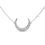 14k Gold Diamond Crescent Moon Necklace: Lab Grown Diamond