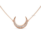 14k Gold Diamond Crescent Moon Necklace: Lab Grown Diamond