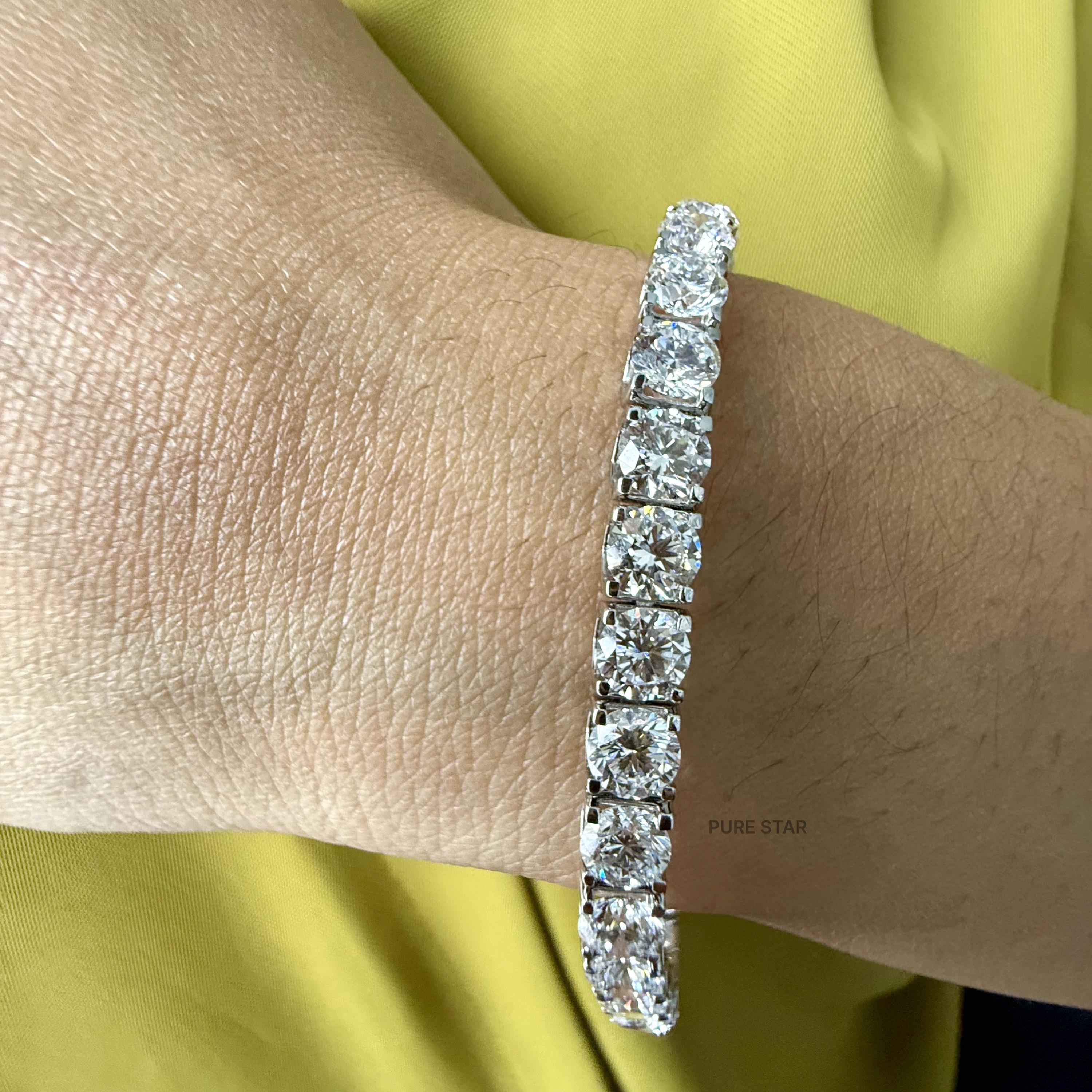 Round Cut Lab Grown Diamond Bracelet, Diamond Tennis Bracelet For Women, Lab Made Diamond Bracelet, Gift for Mother/Wife, Birthday Gifts