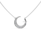 14k Gold Lab Diamond Crescent Moon Necklace - Celestial Jewelry Gift