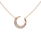 14k Gold Lab Diamond Crescent Moon Necklace - Celestial Jewelry Gift