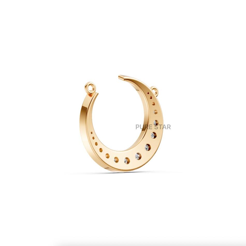 14k Gold Lab Diamond Crescent Moon Necklace - Celestial Jewelry Gift
