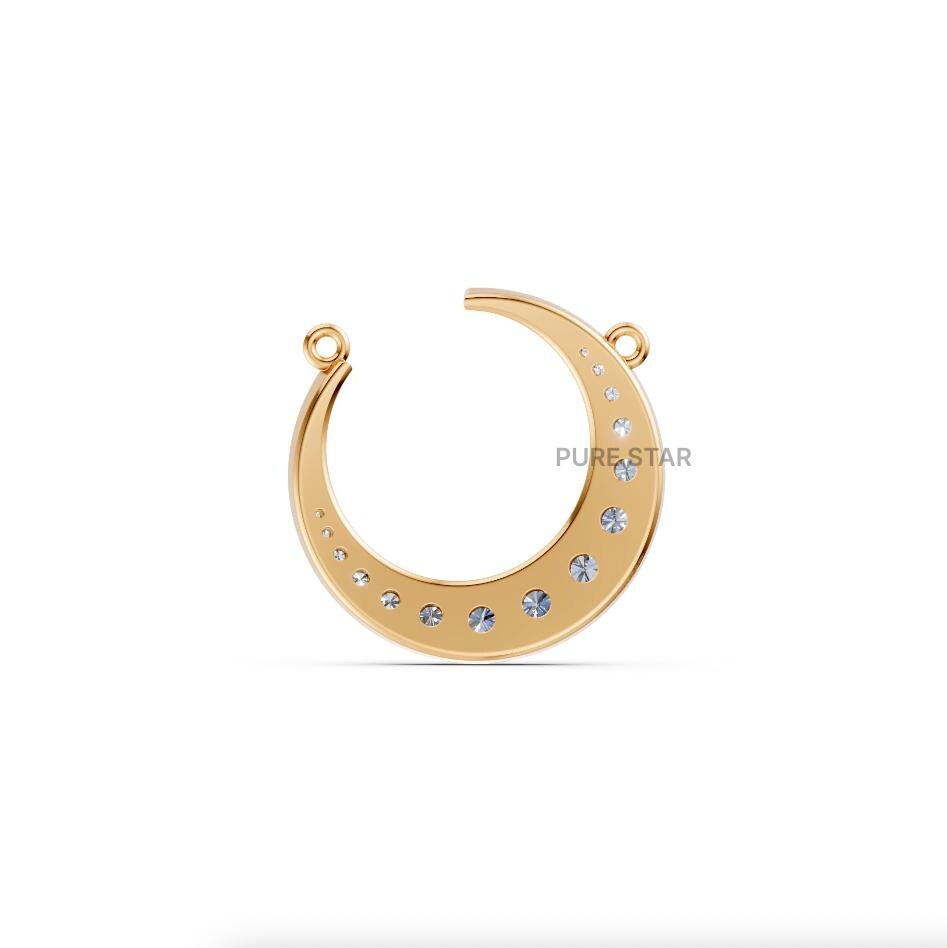 14k Gold Lab Diamond Crescent Moon Necklace - Celestial Jewelry Gift
