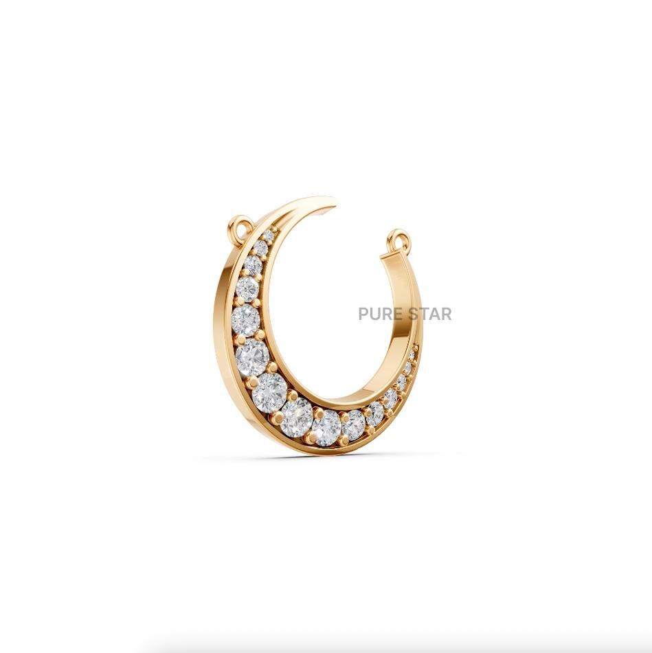 14k Gold Lab Diamond Crescent Moon Necklace - Celestial Jewelry Gift
