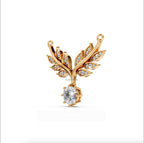 14k Gold Lab Diamond Leaf Necklace: Art Deco Pendant