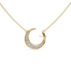 14k Gold Lab Diamond Crescent Moon Necklace - Celestial Jewelry Gift