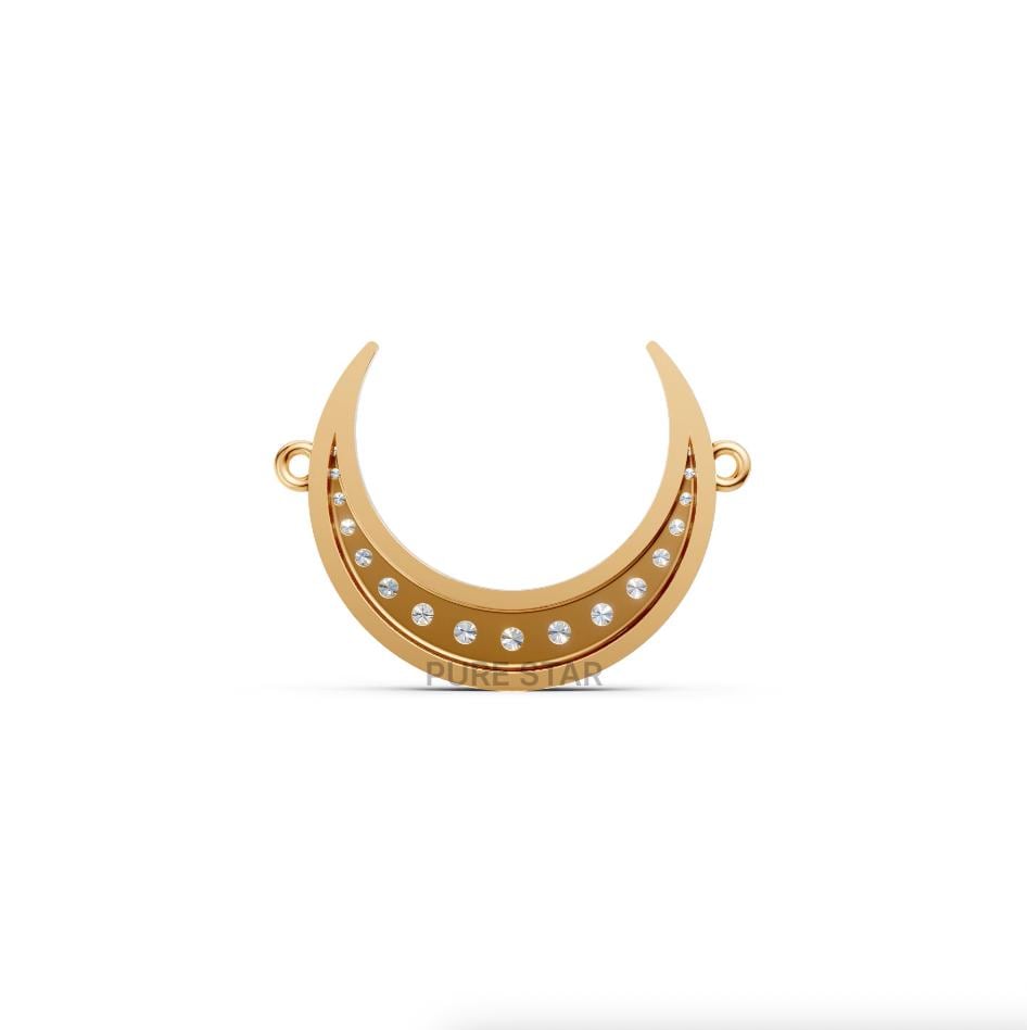 14k Gold Diamond Crescent Moon Necklace: Lab Grown Diamond