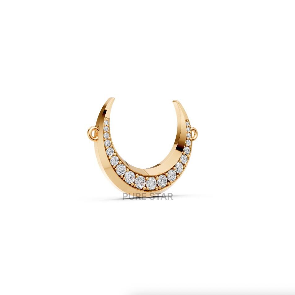 14k Gold Diamond Crescent Moon Necklace: Lab Grown Diamond