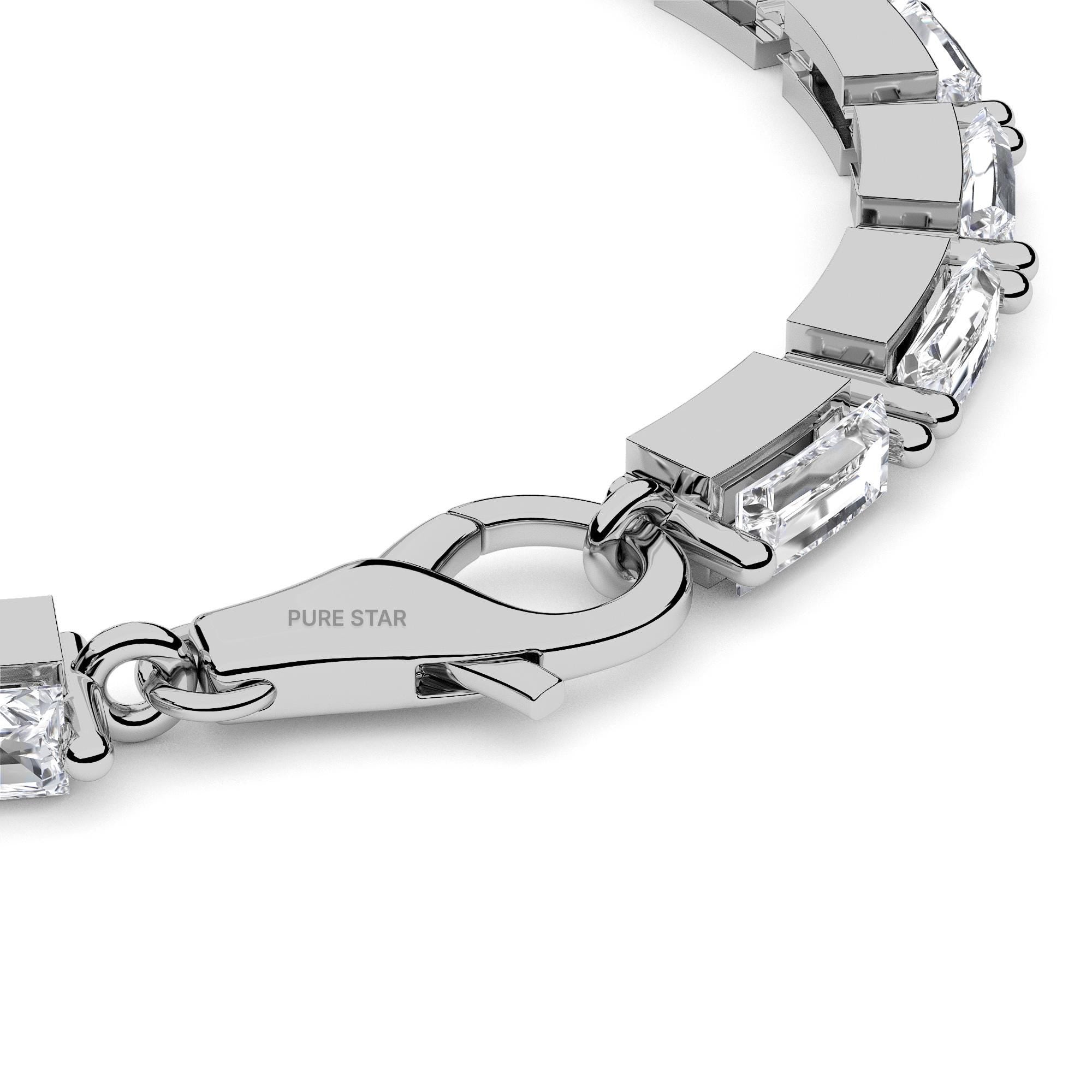 14k Gold Baguette Lab Grown Diamond Tennis Bracelet, Ethical Fine Jewelry for Her, Dainty Luxury Jewelry, Anniversary Gift