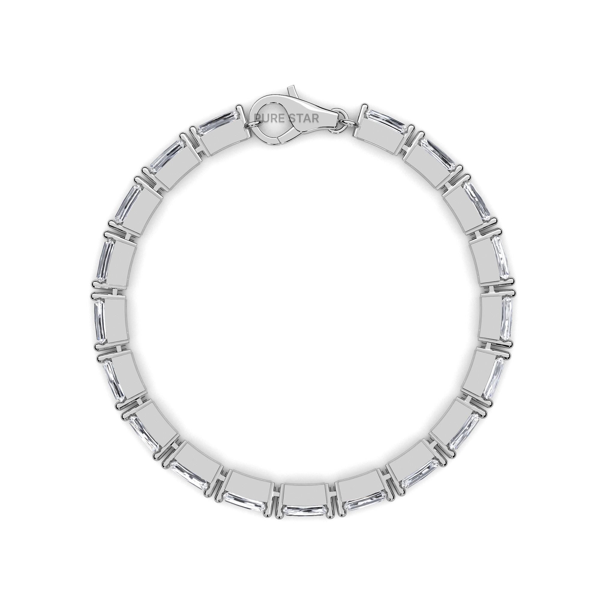 14k Gold Baguette Lab Grown Diamond Tennis Bracelet, Ethical Fine Jewelry for Her, Dainty Luxury Jewelry, Anniversary Gift