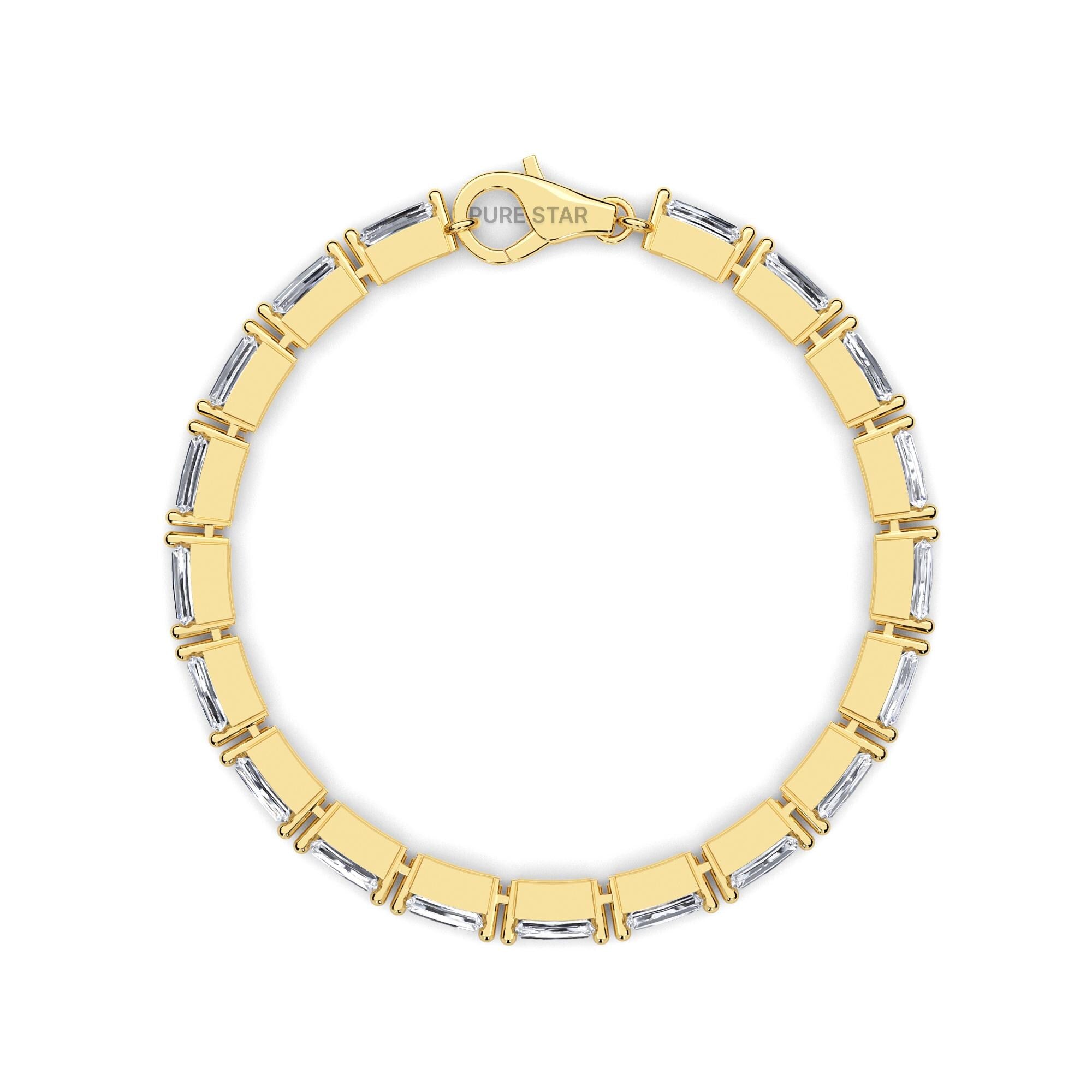 14k Gold Baguette Lab Grown Diamond Tennis Bracelet, Ethical Fine Jewelry for Her, Dainty Luxury Jewelry, Anniversary Gift