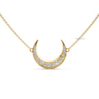 14k Gold Diamond Crescent Moon Necklace: Lab Grown Diamond