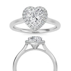 Heart Cut Lab Grown Diamond Ring | Halo Engagement Ring for Women | Romantic Luxury Jewelry in Solid Gold