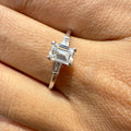 Emerald Cut Lab Grown Diamond Three Stone Ring 0.50CT with Tapered Baguettes, IGI Certified 14K Gold Proposal and Anniversary Gift for Her