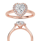 Heart Cut Lab Grown Diamond Ring | Halo Engagement Ring for Women | Romantic Luxury Jewelry in Solid Gold