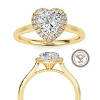 Heart Cut Lab Grown Diamond Ring | Halo Engagement Ring for Women | Romantic Luxury Jewelry in Solid Gold