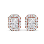 Radiant Cut Lab Grown Diamond Stud Earrings | IGI Certified Halo Earrings in Gold | Luxury Gift for Women