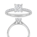 Cushion Cut Diamond Halo Engagement Ring, Pave Set Halo Lab Grown Diamond Bridal Ring, Lab Created Diamond Ring, Valentines Day Gifts
