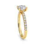 Round Halo Engagement Ring 14K Solid Yellow Gold Ring, Lab Grown Diamond Engagement Ring, Halo Bridal Ring, Proposal Ring for Her