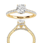 2 carat DE Color VVSVS Clarity IGI Certified Cushion Cut Lab Grown Diamond Hidden Halo Engagement Ring Set, Matching Diamond Band For Her
