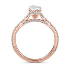 2 carat DE Color VVSVS Clarity IGI Certified Cushion Cut Lab Grown Diamond Hidden Halo Engagement Ring Set, Matching Diamond Band For Her