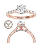 2 carat DE Color VVSVS Clarity IGI Certified Cushion Cut Lab Grown Diamond Hidden Halo Engagement Ring Set, Matching Diamond Band For Her