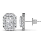 Radiant Cut Lab Grown Diamond Stud Earrings | IGI Certified Halo Earrings in Gold | Luxury Gift for Women