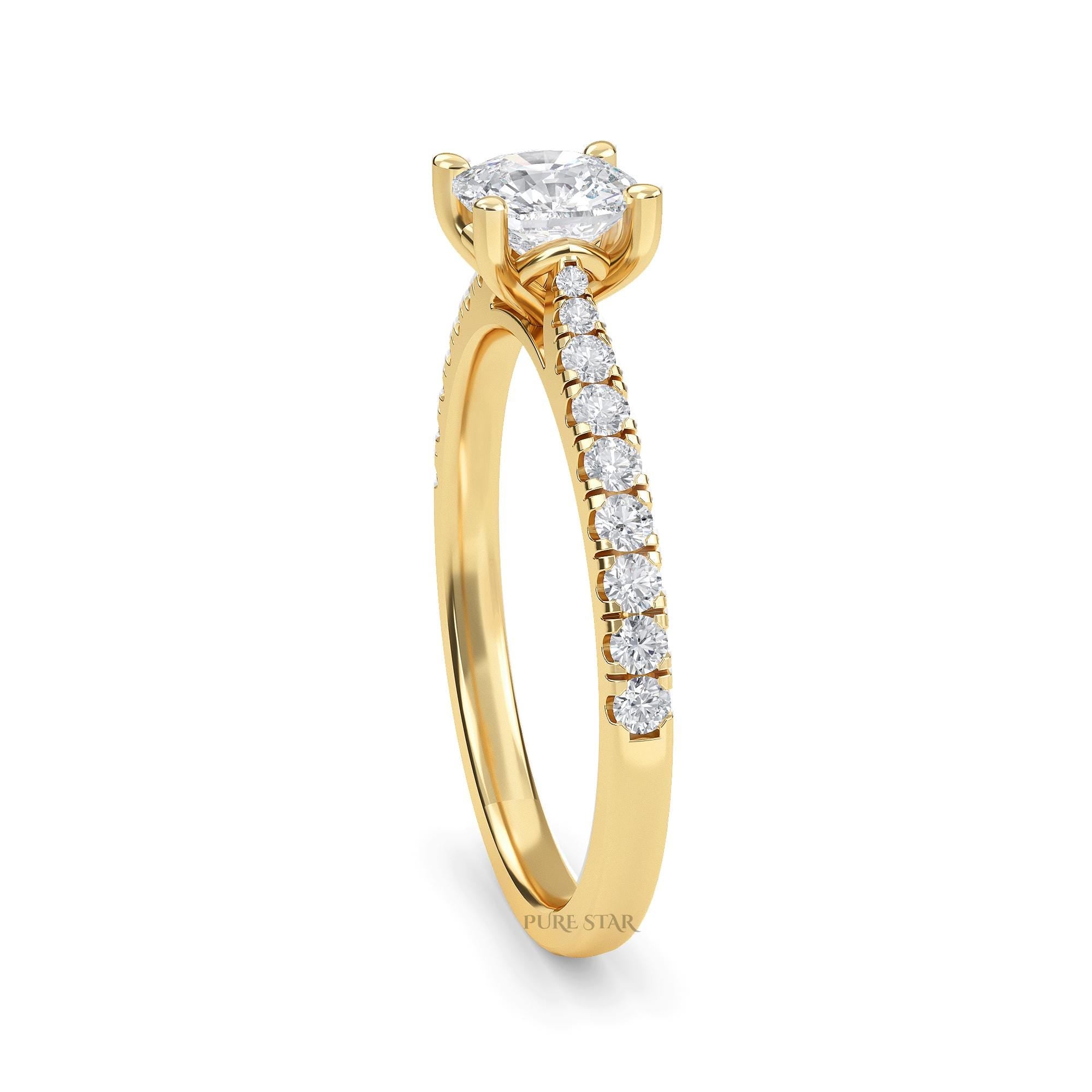 Cushion Cut Diamond Halo Engagement Ring, Pave Set Halo Lab Grown Diamond Bridal Ring, Lab Created Diamond Ring, Valentines Day Gifts