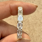 East West Set Emerald Cut Lab Grown Diamond Wedding Band, Shared Prong Diamond Band, Anniversary Band, Full Eternity Stackable Bridal Band