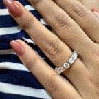 Lab Grown Diamond Wedding Band, 14k Gold Emerald & Round Cut Full Eternity Lab Grown Diamond Anniversary Ring, Bridal Ring For Her