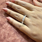 Lab Grown Diamond Wedding Band, 14k Gold Emerald & Round Cut Full Eternity Lab Grown Diamond Anniversary Ring, Bridal Ring For Her