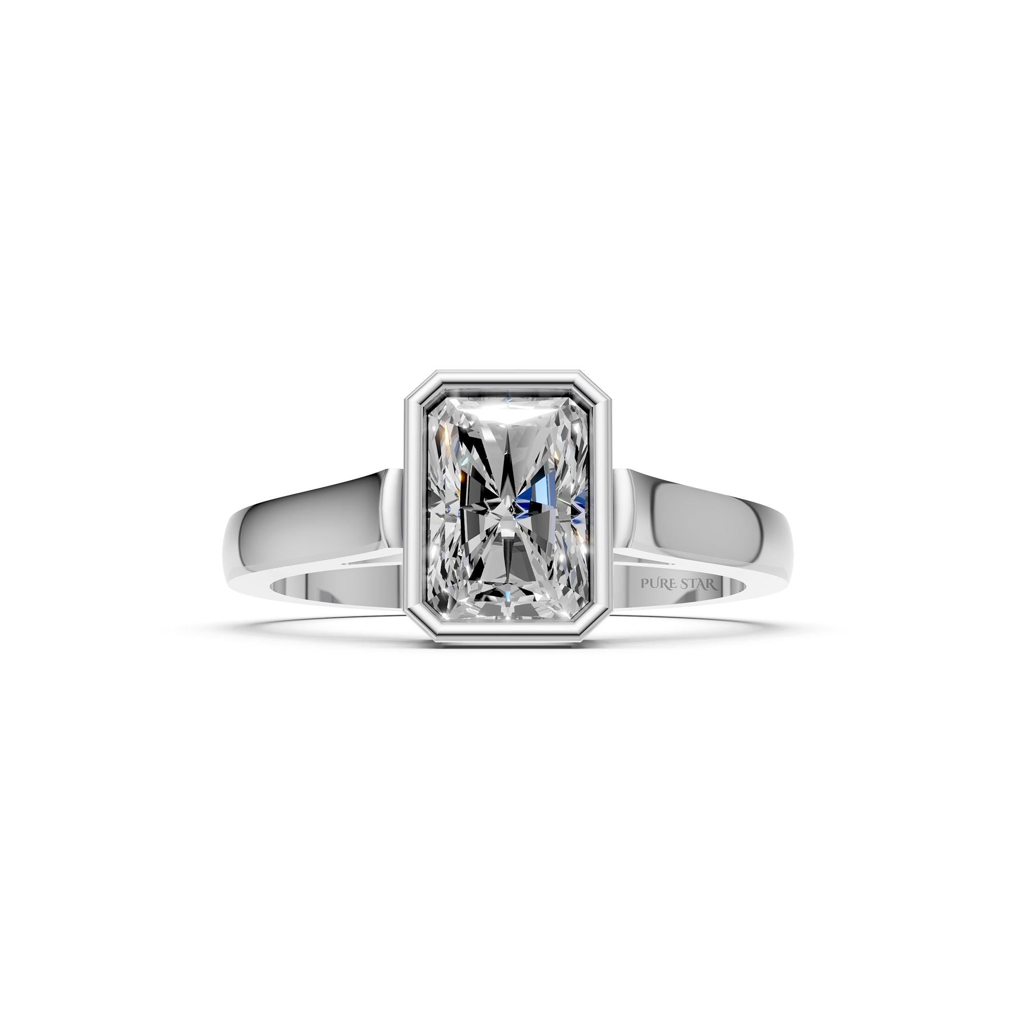 Radiant Cut Lab Grown Diamond Ring, 1.50 TCW Bezel Set Solitaire, 14K Yellow Gold Band, IGI Certified Engagement Ring, Modern Gift