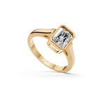 Radiant Cut Lab Grown Diamond Ring, 1.50 TCW Bezel Set Solitaire, 14K Yellow Gold Band, IGI Certified Engagement Ring, Modern Gift