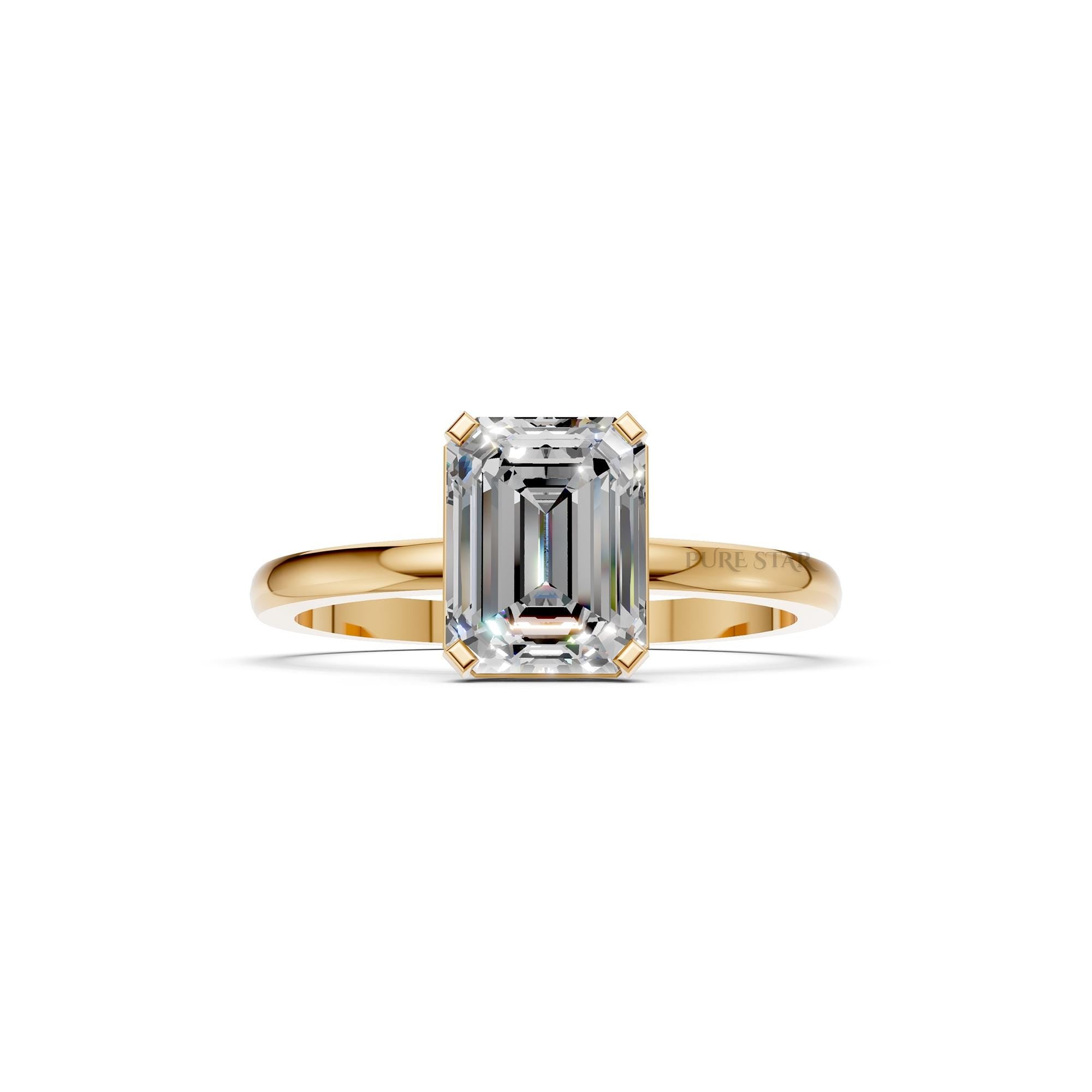 Emerald Cut Lab Diamond Ring 1.50 CT IGI Certified Solitaire Engagement Ring Minimalist 14K Gold Bridal Jewelry Gift for Her