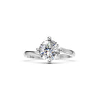 Diamond Solitaire Engagement Ring, Yellow Gold Lab Grown Round Ring, Brilliant Cut Solitaire Ring, Wide Engagement Ring, Anniversary Gift