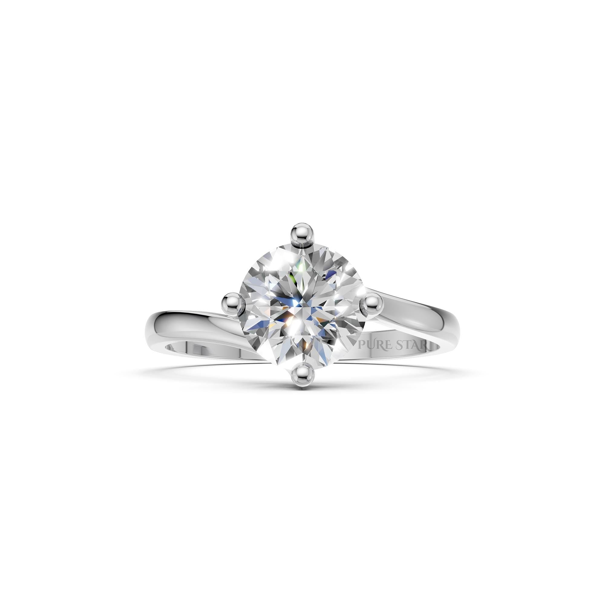 Diamond Solitaire Engagement Ring, Yellow Gold Lab Grown Round Ring, Brilliant Cut Solitaire Ring, Wide Engagement Ring, Anniversary Gift