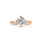 Diamond Solitaire Engagement Ring, Yellow Gold Lab Grown Round Ring, Brilliant Cut Solitaire Ring, Wide Engagement Ring, Anniversary Gift