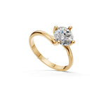 Diamond Solitaire Engagement Ring, Yellow Gold Lab Grown Round Ring, Brilliant Cut Solitaire Ring, Wide Engagement Ring, Anniversary Gift