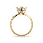 Diamond Solitaire Engagement Ring, Yellow Gold Lab Grown Round Ring, Brilliant Cut Solitaire Ring, Wide Engagement Ring, Anniversary Gift