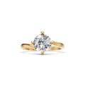 Diamond Solitaire Engagement Ring, Yellow Gold Lab Grown Round Ring, Brilliant Cut Solitaire Ring, Wide Engagement Ring, Anniversary Gift
