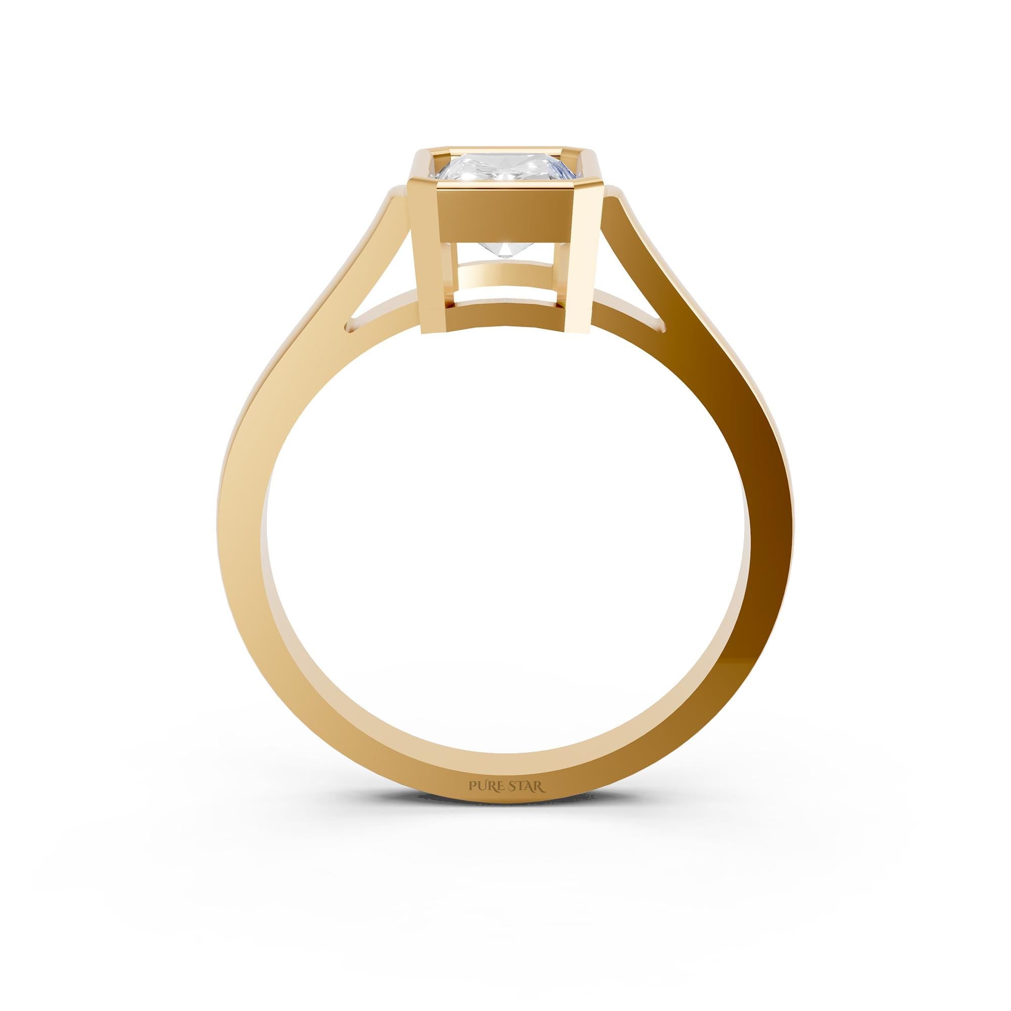 Radiant Cut Lab Grown Diamond Ring, 1.50 TCW Bezel Set Solitaire, 14K Yellow Gold Band, IGI Certified Engagement Ring, Modern Gift