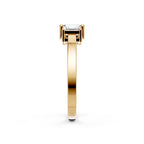 14K Yellow Gold Three Stone Emerald Cut Lab Grown Diamond Engagement Ring, Cathedral Set, IGI Certified
