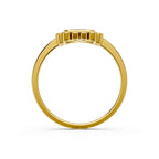 Emerald Cut Bezel Diamond Ring Art Deco Halo Engagement Ring Lab Grown Diamond Round Gold Proposal Ring Gift for Her