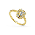 Dainty Marquise Lab Diamond Ring Vintage Halo Bezel Engagement Ring Art Deco Oval Round Diamond Elegant Proposal Gift for Her