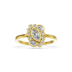 Dainty Marquise Lab Diamond Ring Vintage Halo Bezel Engagement Ring Art Deco Oval Round Diamond Elegant Proposal Gift for Her