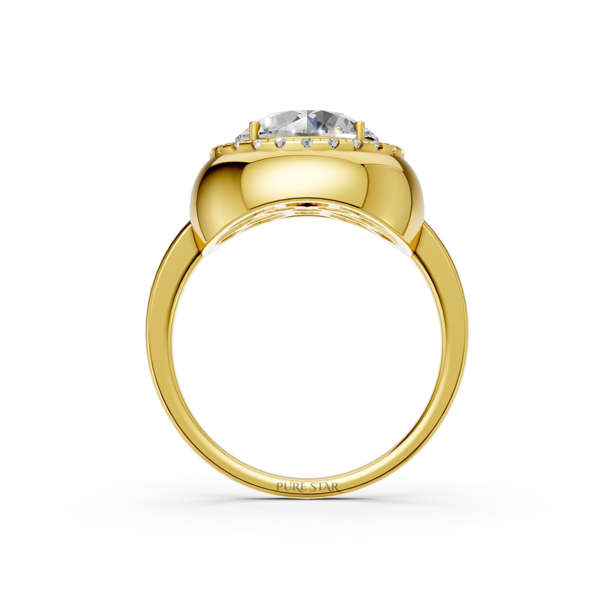 3 CT Round Halo Diamond Ring Lab Grown Engagement Ring Dainty Gold Ring Brilliant Cut Luxury Wedding Jewelry Gift for Her